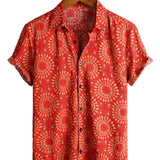 Męska Koszula Hawaiana z Bawełny Boho Vintage z Krótkim Rękawem z Lat 70.