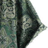 Koszula Męska z Bawełny w Retro Kwiatowy Wzór Paisley, Zielona, Krótki Rękaw