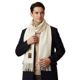 Szalik Marais Cashmere Merino dla mężczyzn - Biały